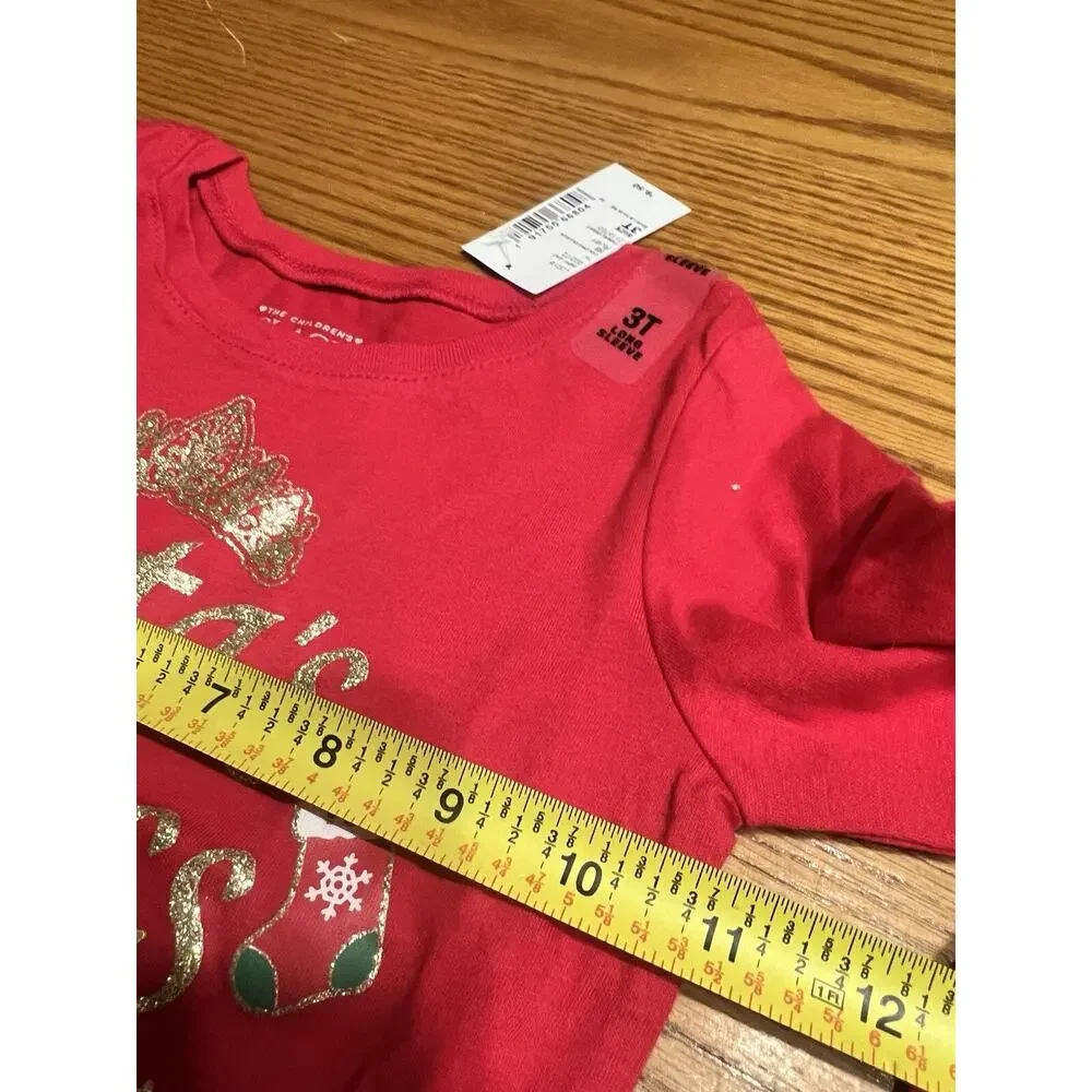The Children’s Place Christmas Shirt Girls 3T Santa’s Princess NWT